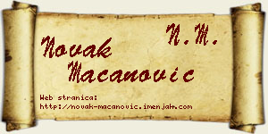 Novak Macanović vizit kartica